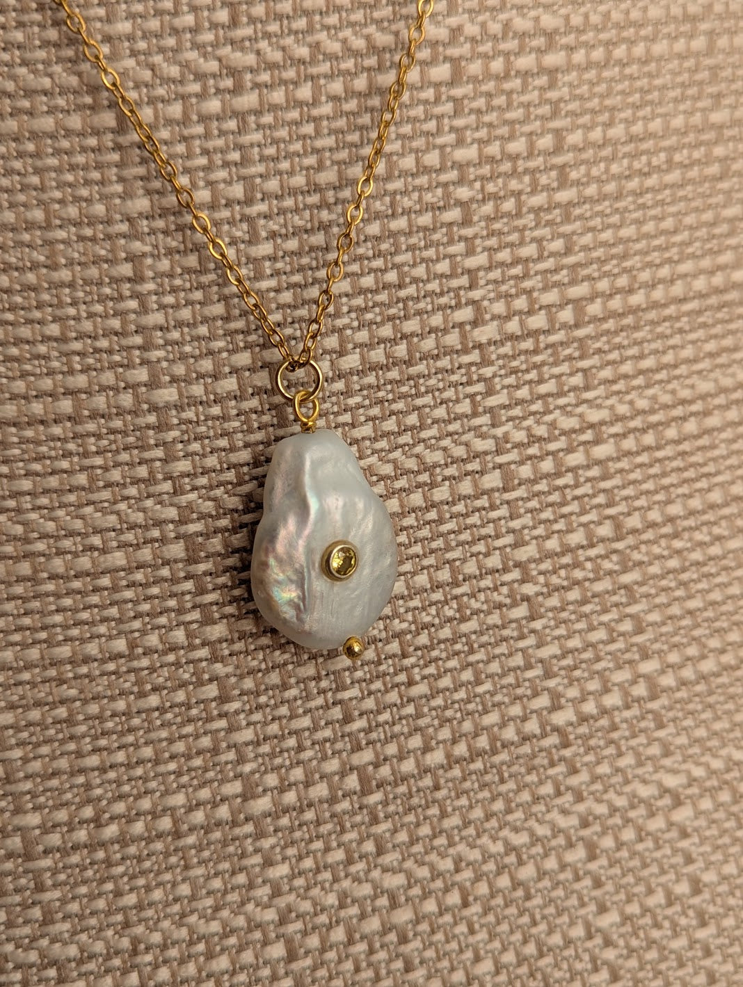 Freshwater Pearl CZ Crystal Gold Necklace (Various Options Available)