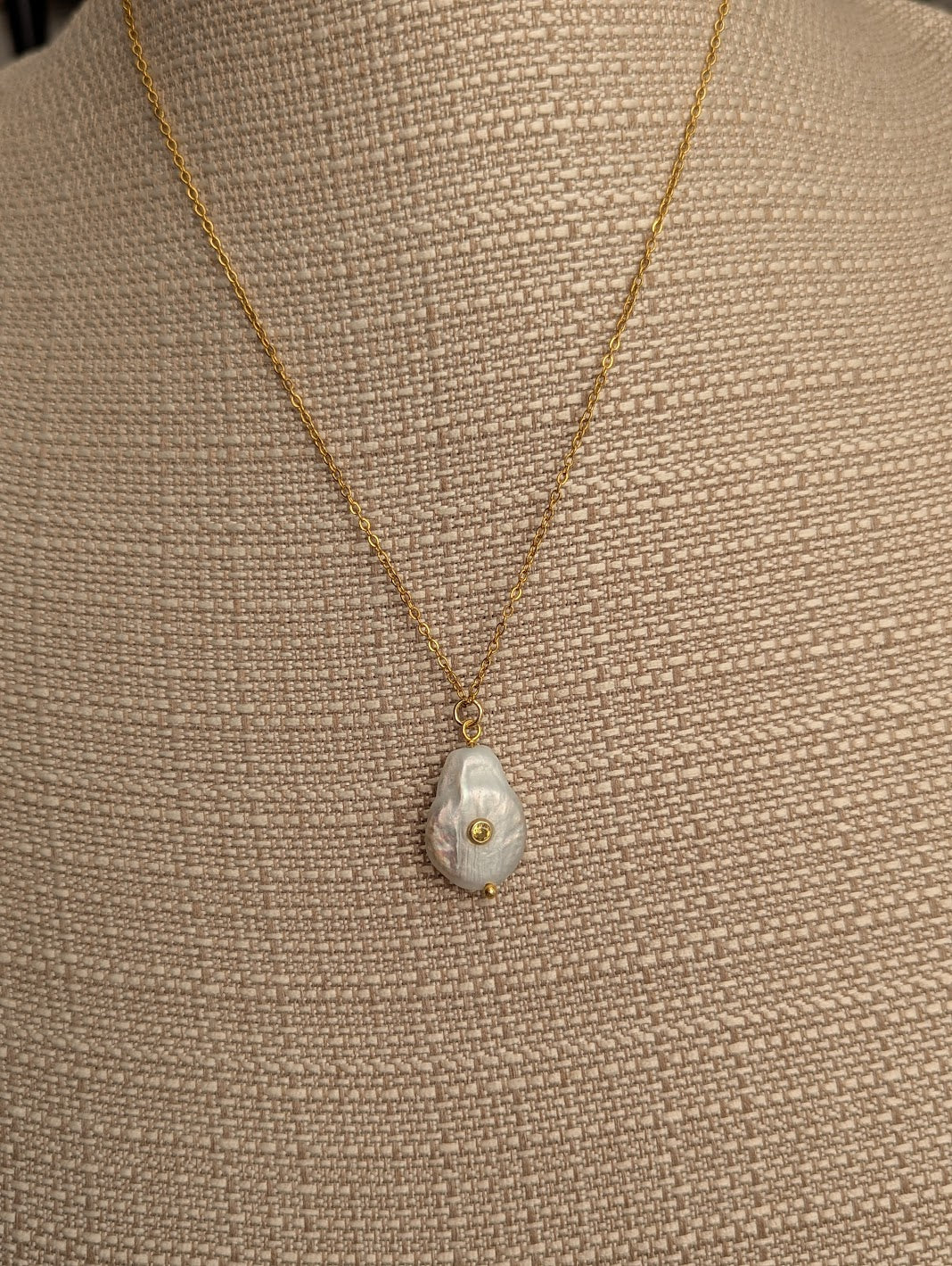Freshwater Pearl CZ Crystal Gold Necklace (Various Options Available)