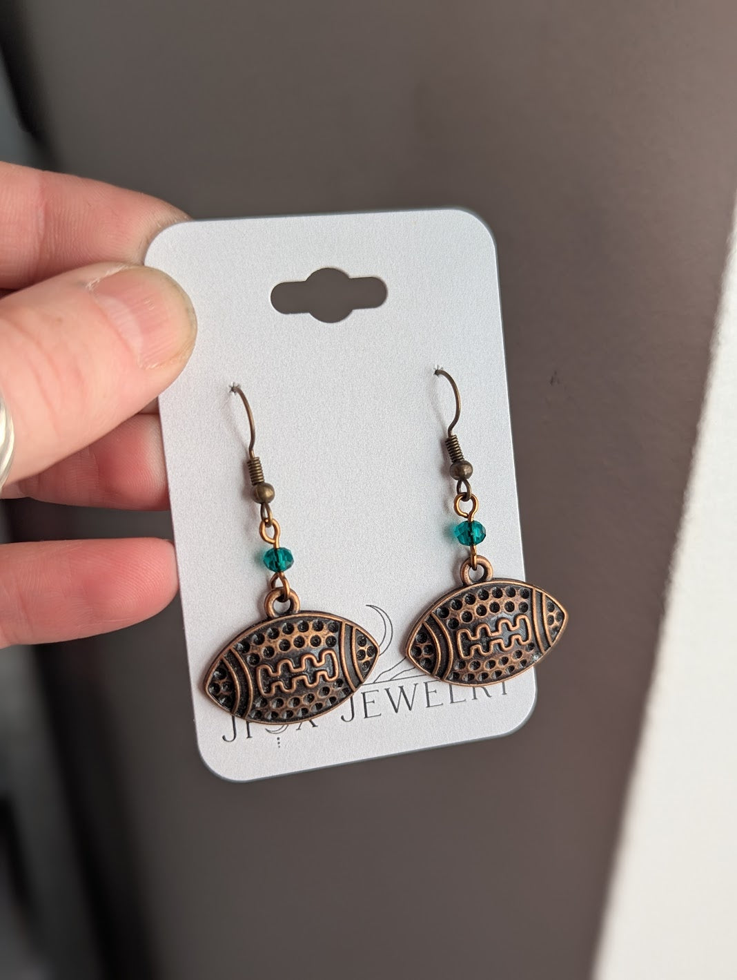Brass Football Earrings