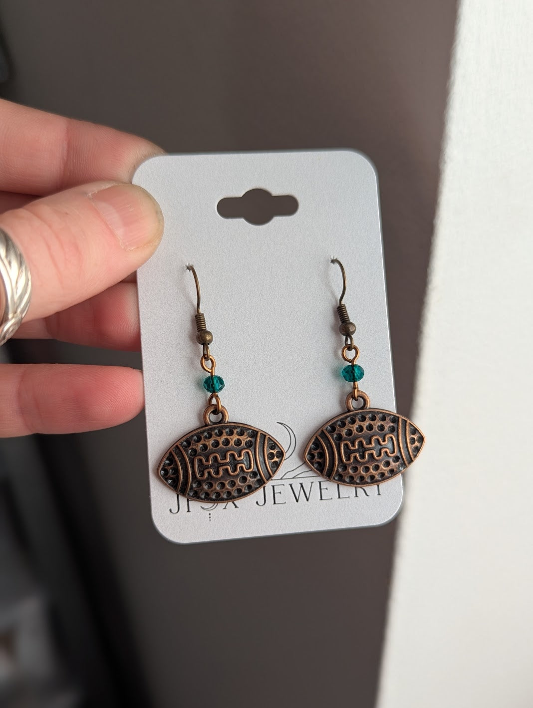 Brass Football Earrings