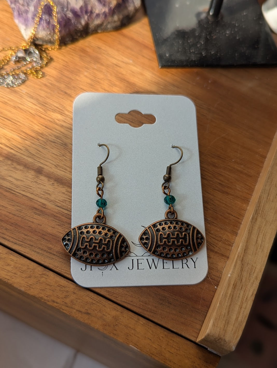Brass Football Earrings