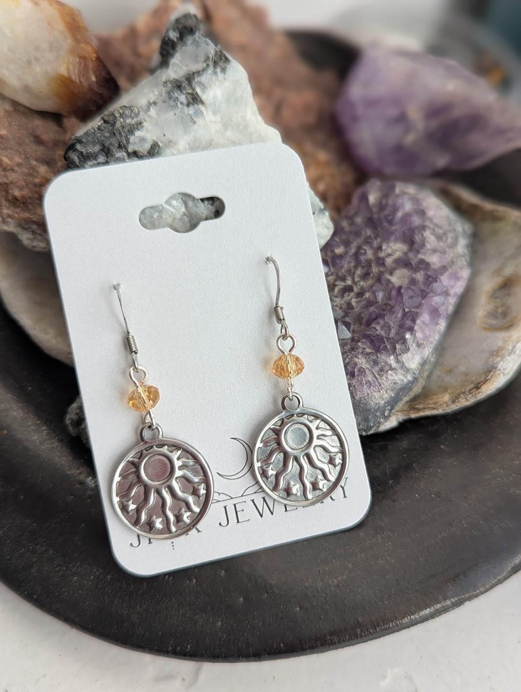 Sun and Stars Silver Earrings