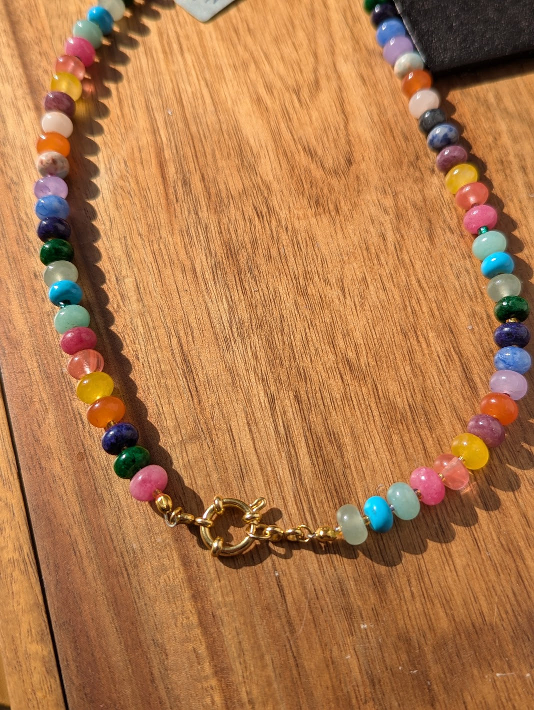 Rainbow Mix Gemmy Beaded Necklace (Silver or Gold)