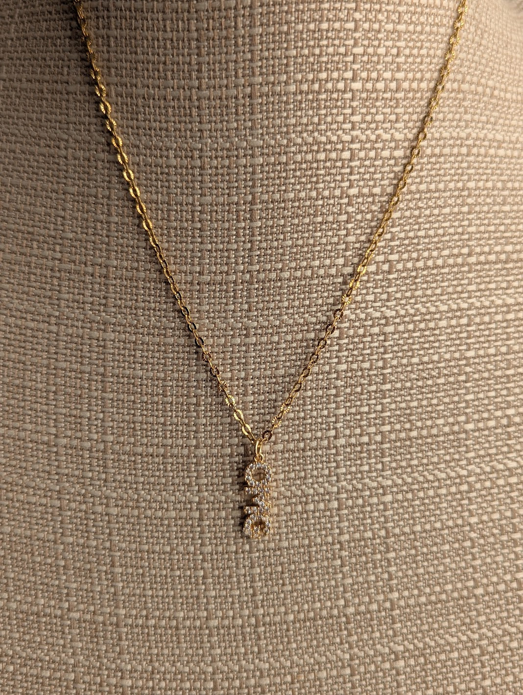 CZ Crystal "OMG" Gold Necklace