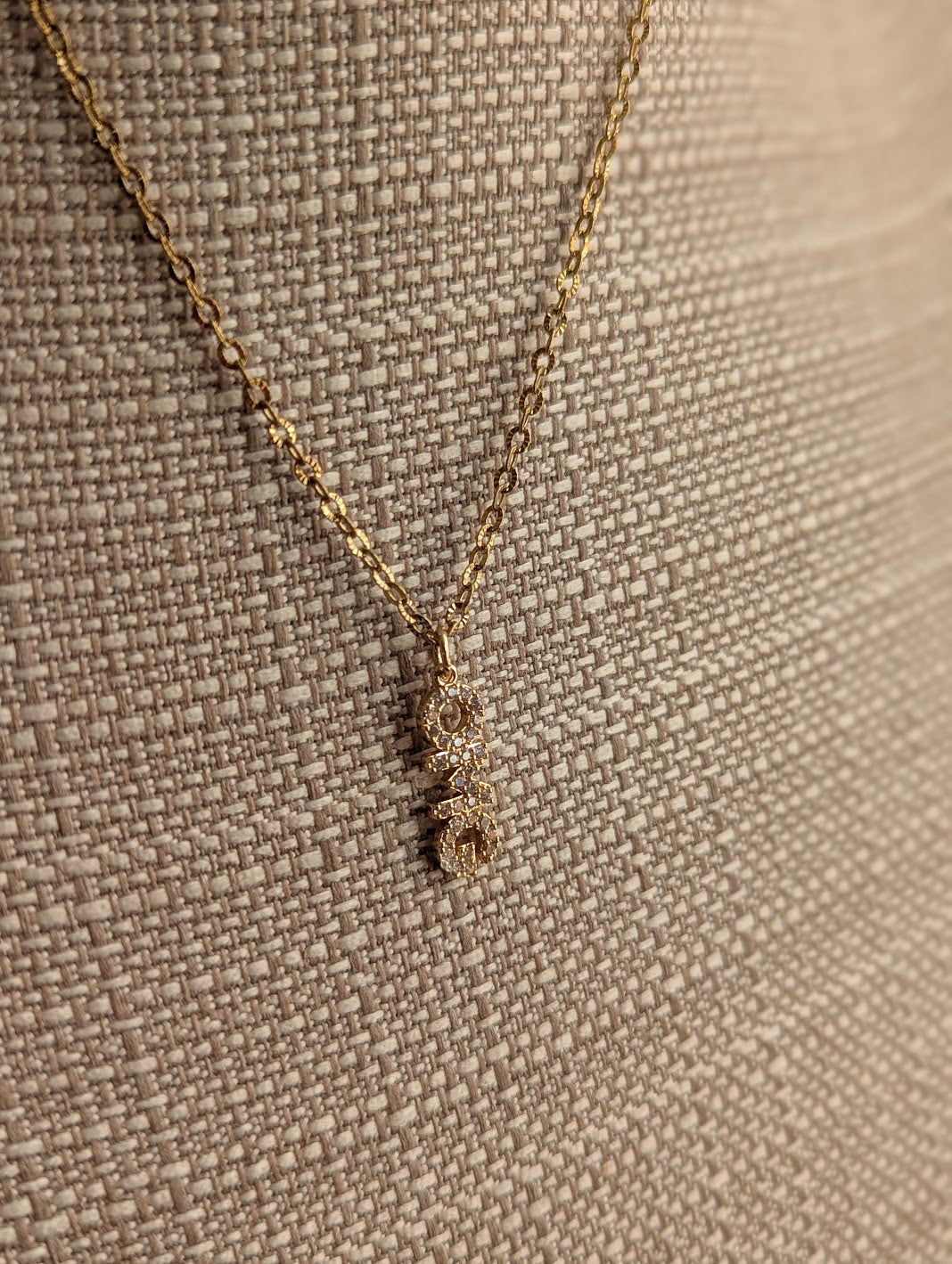 CZ Crystal "OMG" Gold Necklace