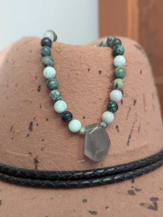 Mixed Green Beaded Necklace