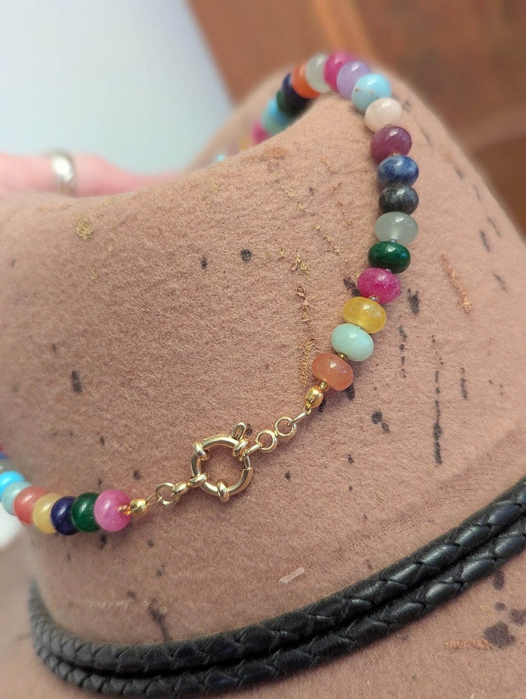 Rainbow Mix Gemmy Beaded Necklace (Silver or Gold)