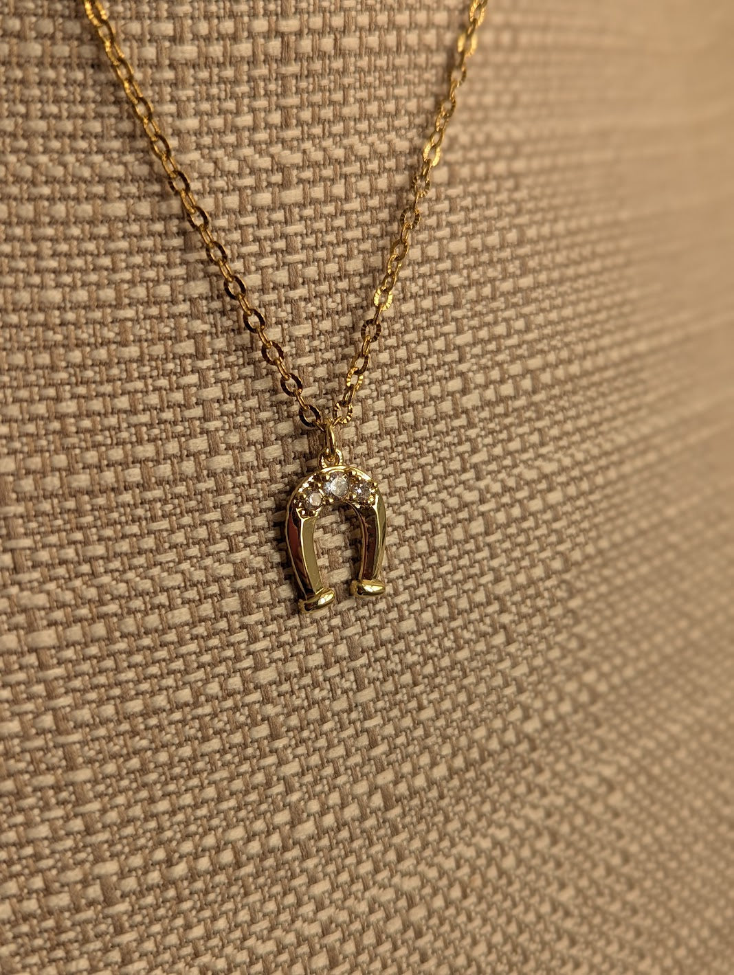 Gold Horseshoe CZ Crystal Necklace