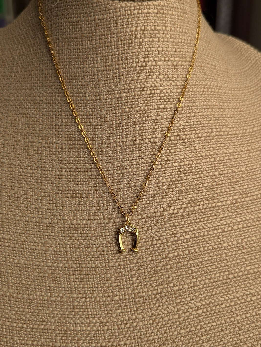 Gold Horseshoe CZ Crystal Necklace