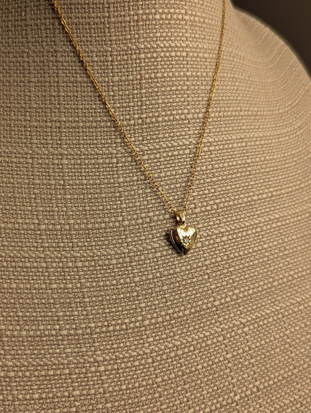 CZ Crystal Gold Heart Locket