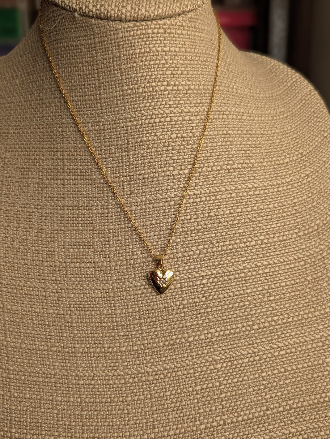CZ Crystal Gold Heart Locket