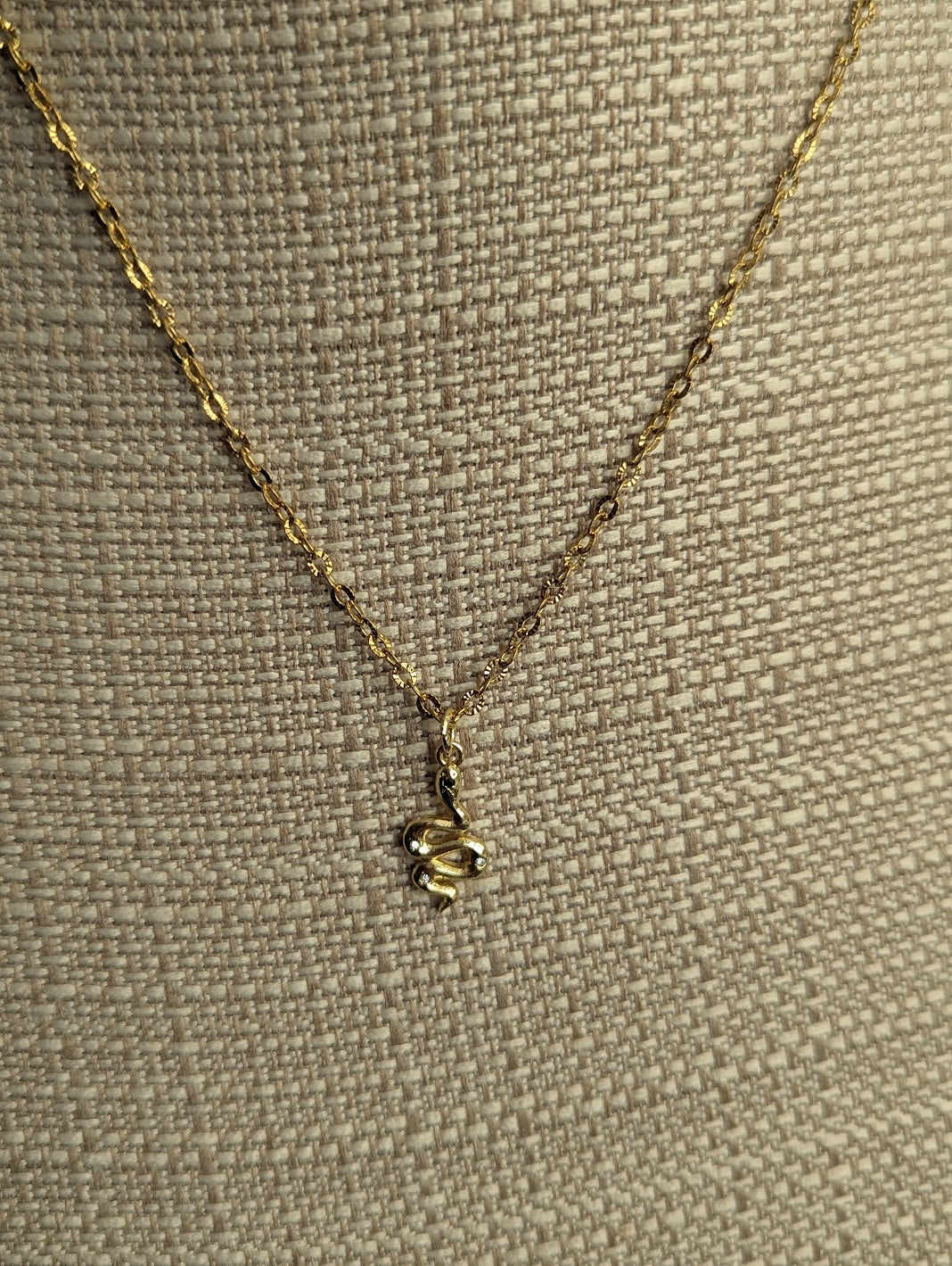 Gold and Crystal Snake Necklace