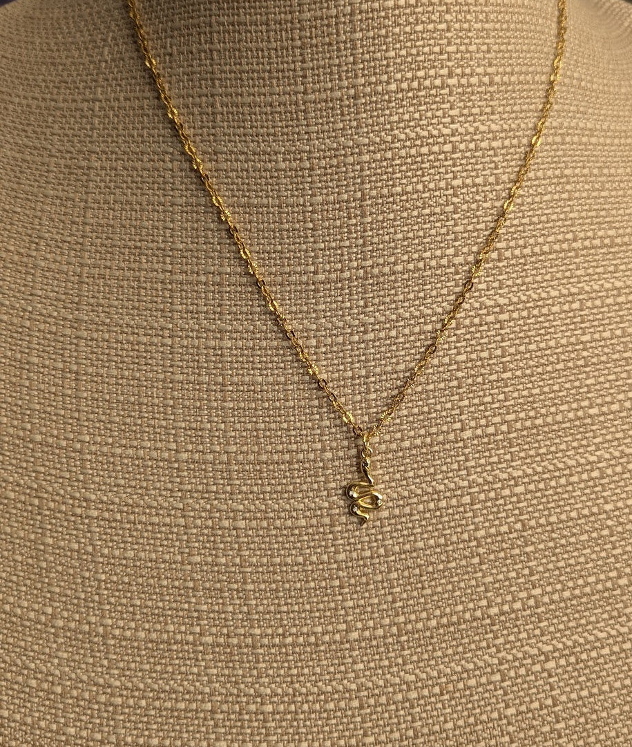 Gold and Crystal Snake Necklace