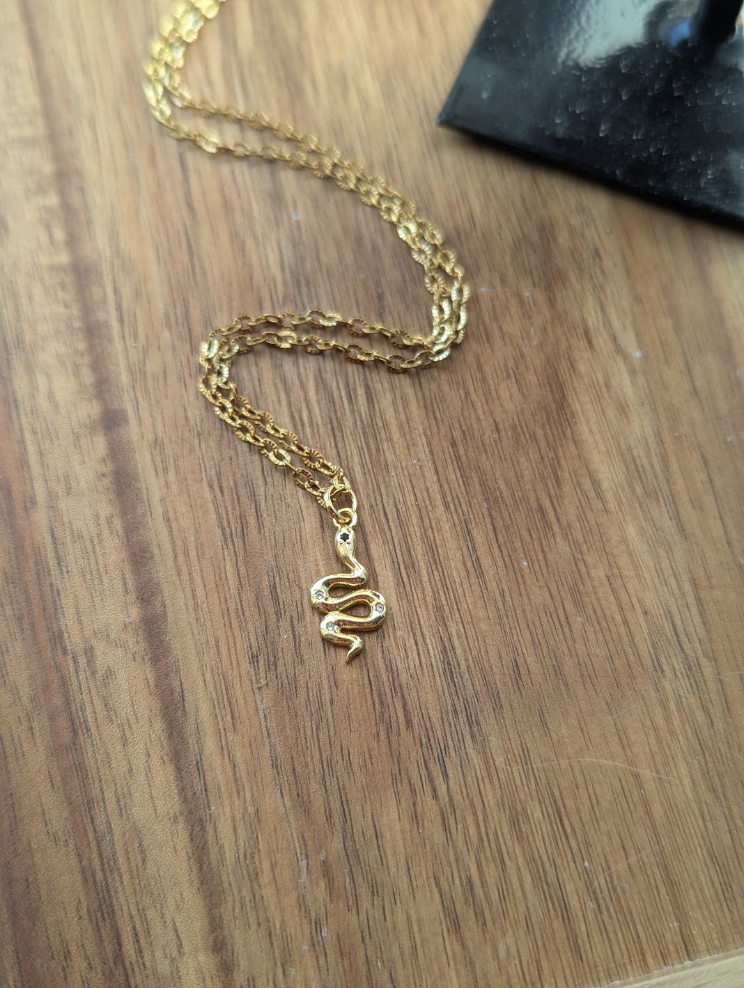 Gold and Crystal Snake Necklace