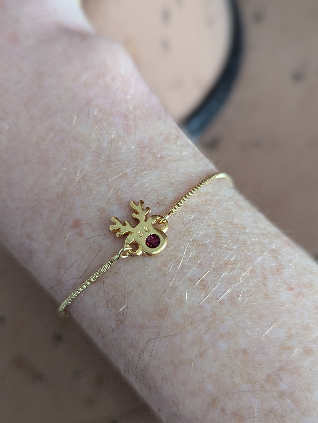 Red Nosed Reindeer Slider Bracelet (Silver or Gold)