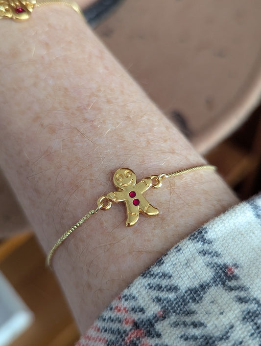 Gold Gingerbread Man Slider Bracelet