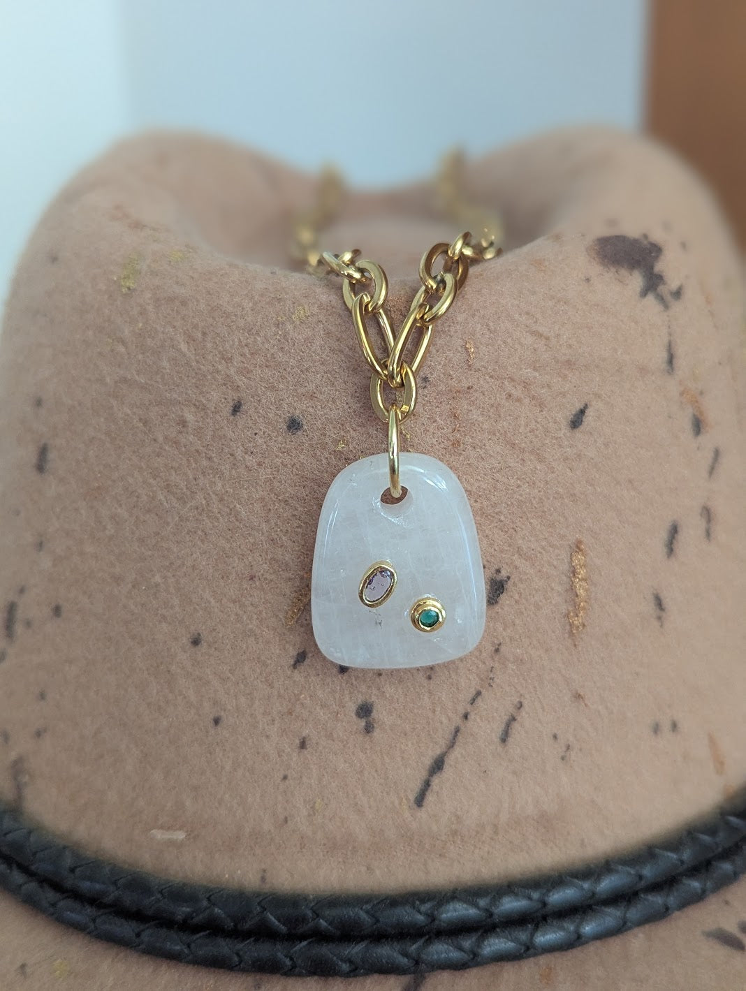 Chunky Gemstone Gold Necklace (Various Stones Available)
