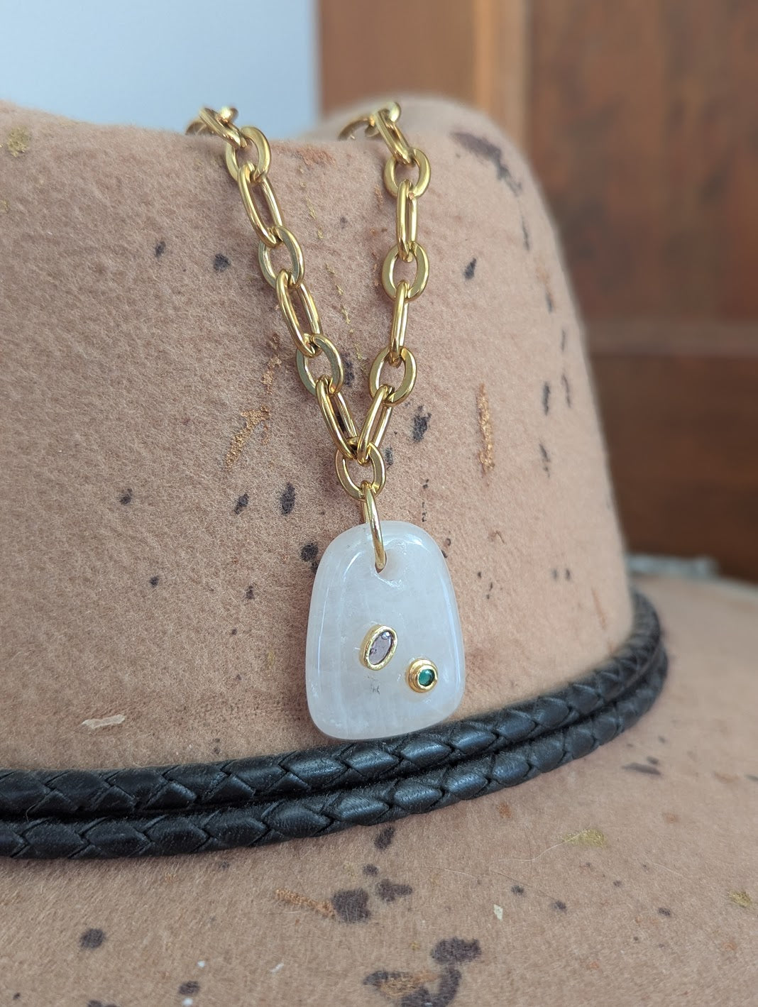 Chunky Gemstone Gold Necklace (Various Stones Available)