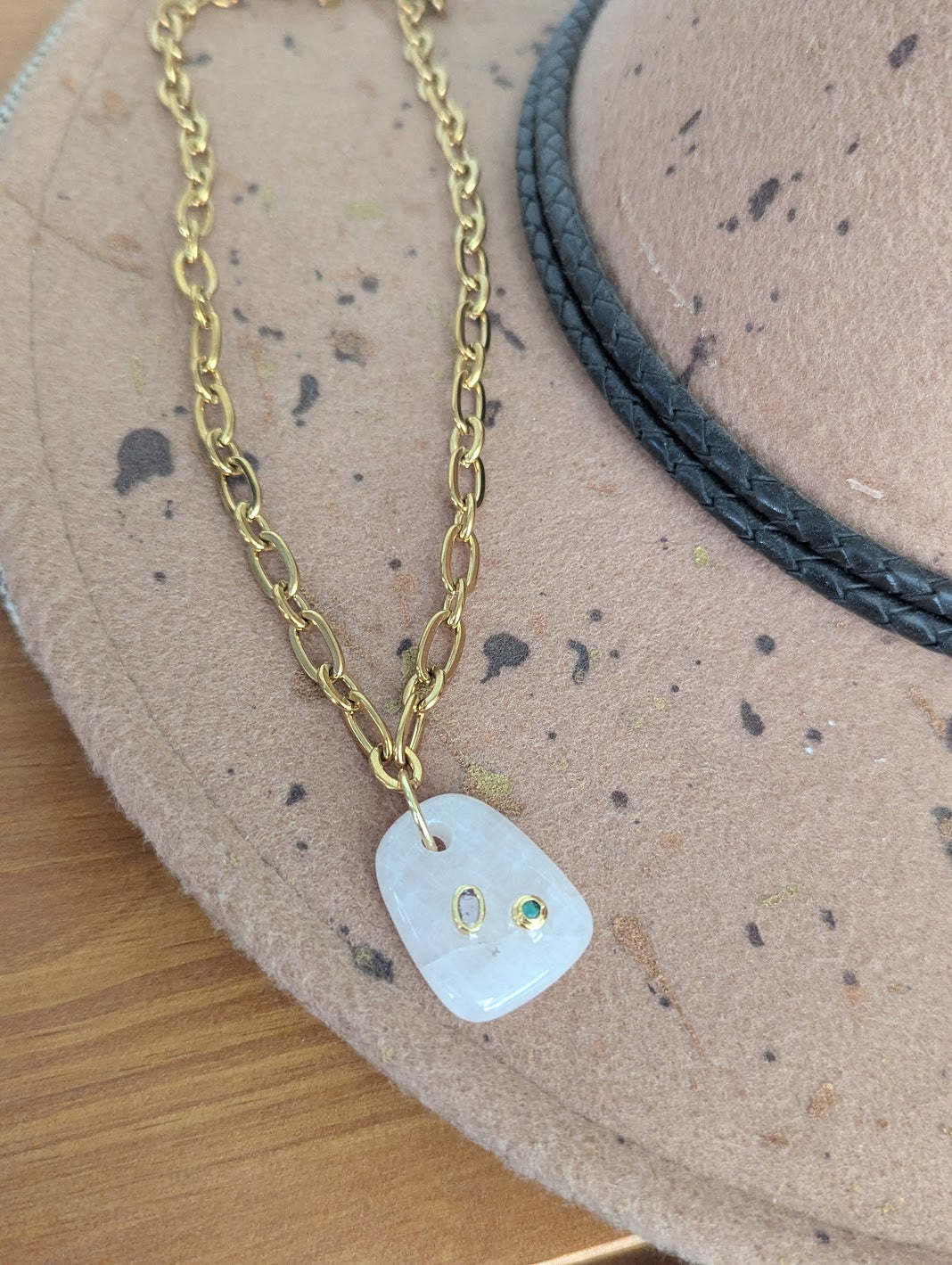Chunky Gemstone Gold Necklace (Various Stones Available)