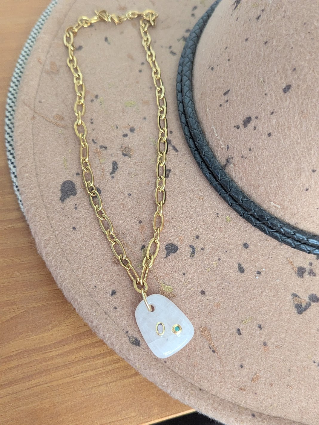 Chunky Gemstone Gold Necklace (Various Stones Available)