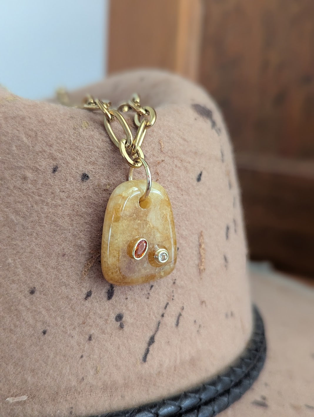 Chunky Gemstone Gold Necklace (Various Stones Available)