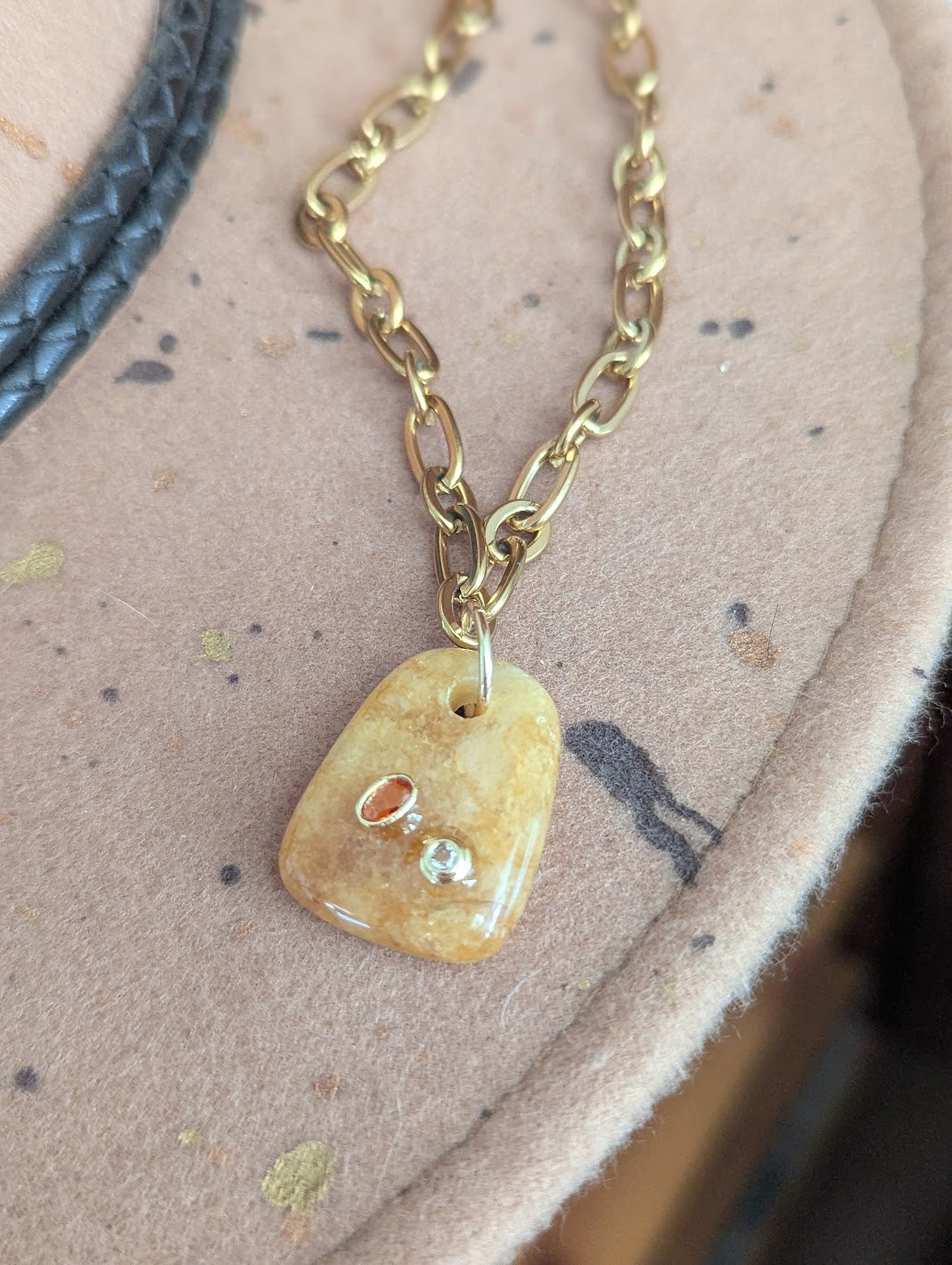 Chunky Gemstone Gold Necklace (Various Stones Available)