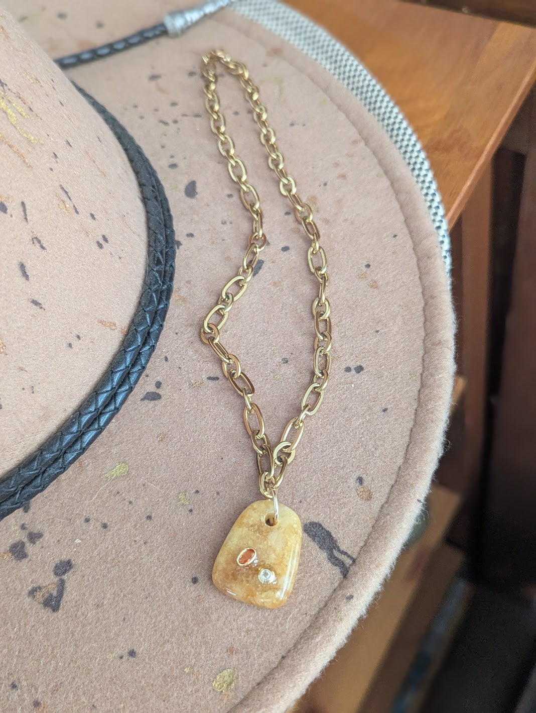 Chunky Gemstone Gold Necklace (Various Stones Available)