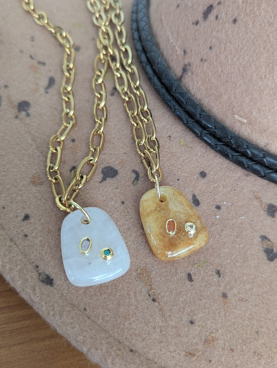 Chunky Gemstone Gold Necklace (Various Stones Available)