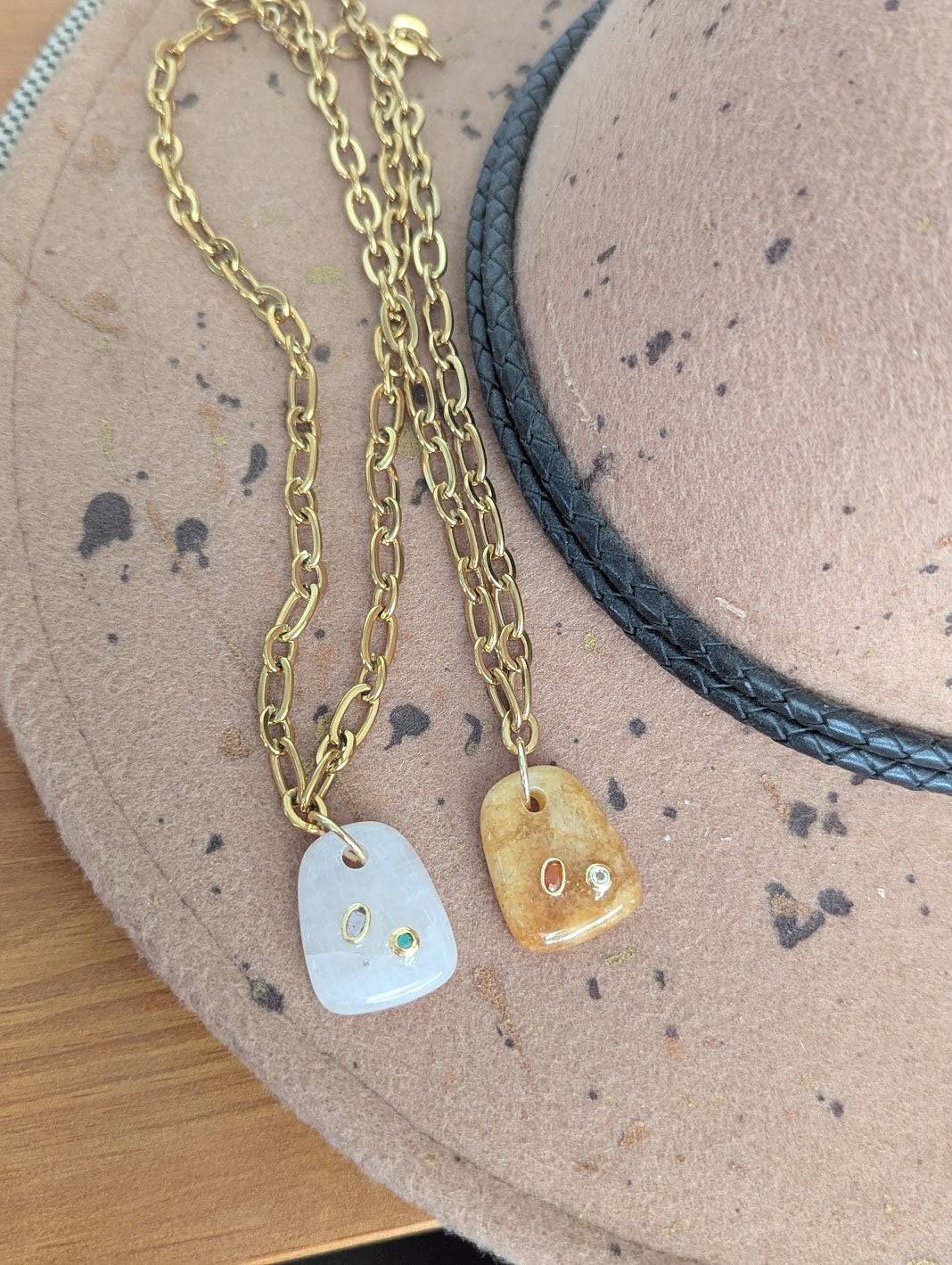 Chunky Gemstone Gold Necklace (Various Stones Available)