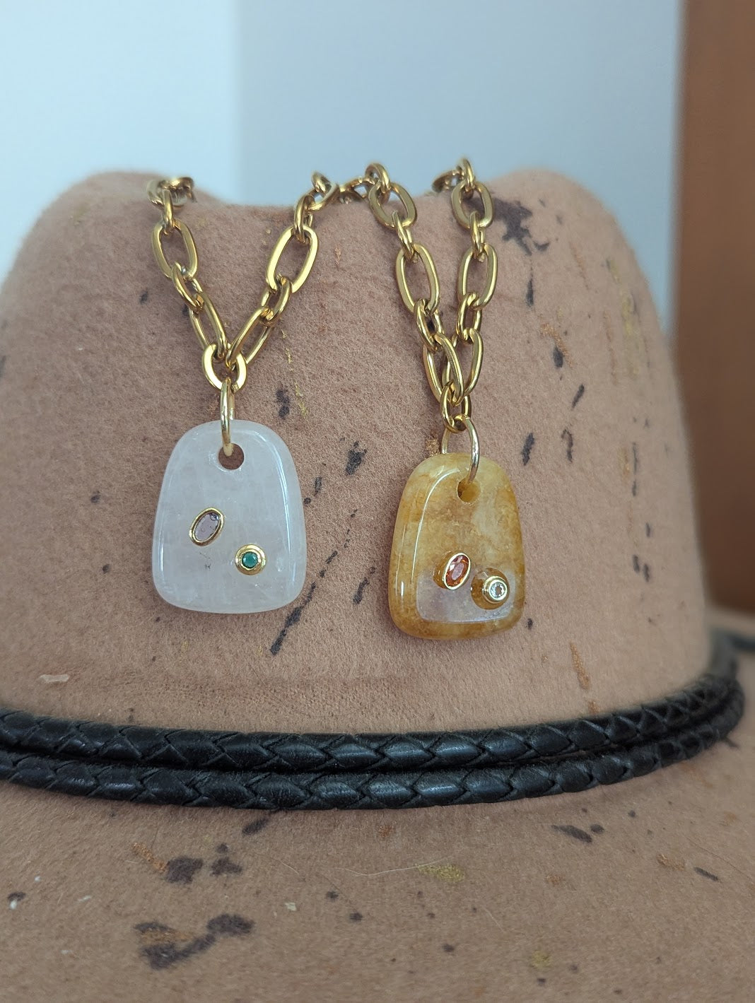 Chunky Gemstone Gold Necklace (Various Stones Available)