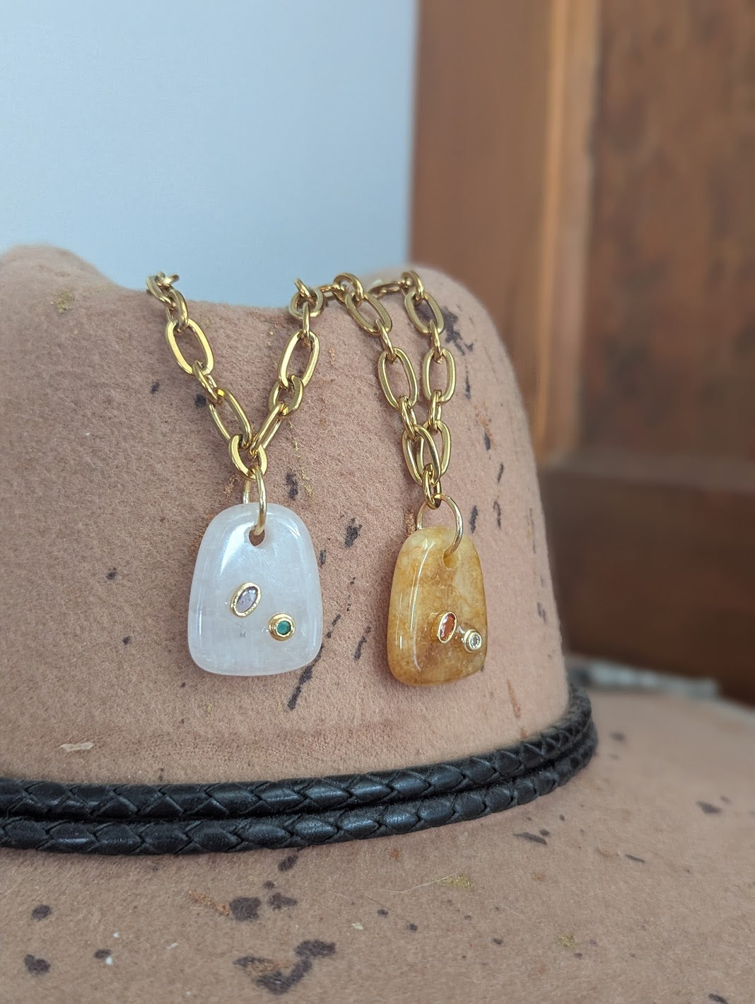 Chunky Gemstone Gold Necklace (Various Stones Available)