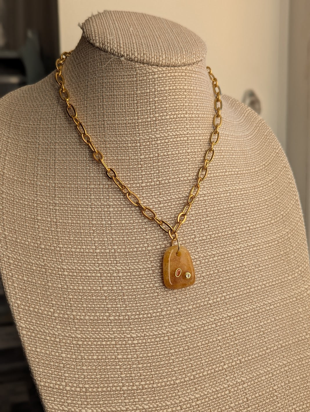 Chunky Gemstone Gold Necklace (Various Stones Available)