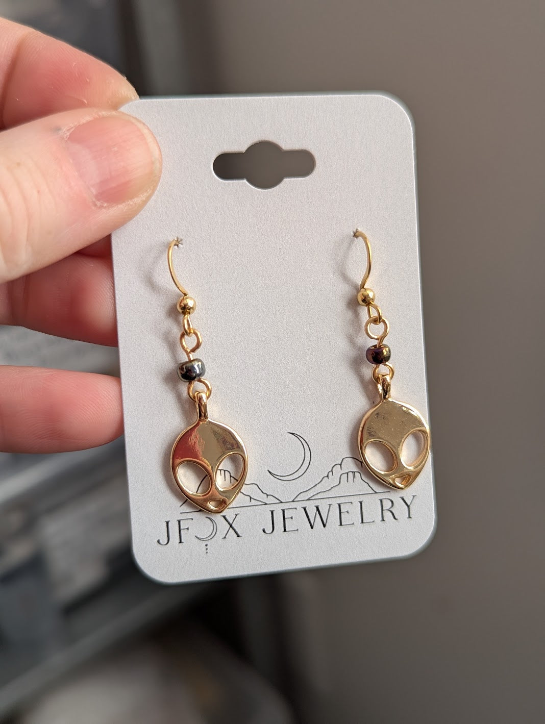 Gold Alien Earrings