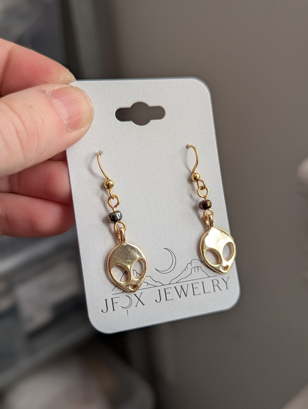 Gold Alien Earrings