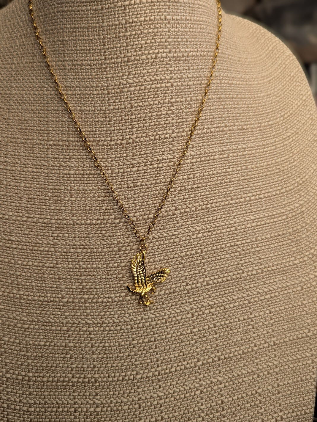 Large Gold Eagle Necklace