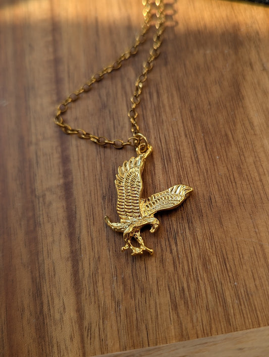 Large Gold Eagle Necklace