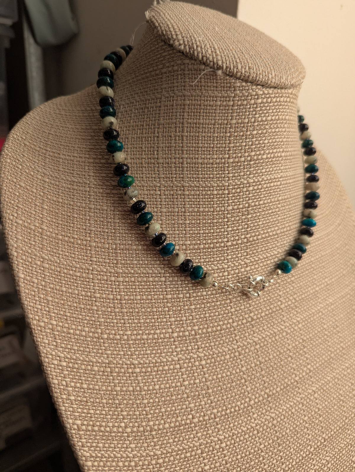 Sesame Jasper, Azurite, Blue Goldstone Beaded Necklace