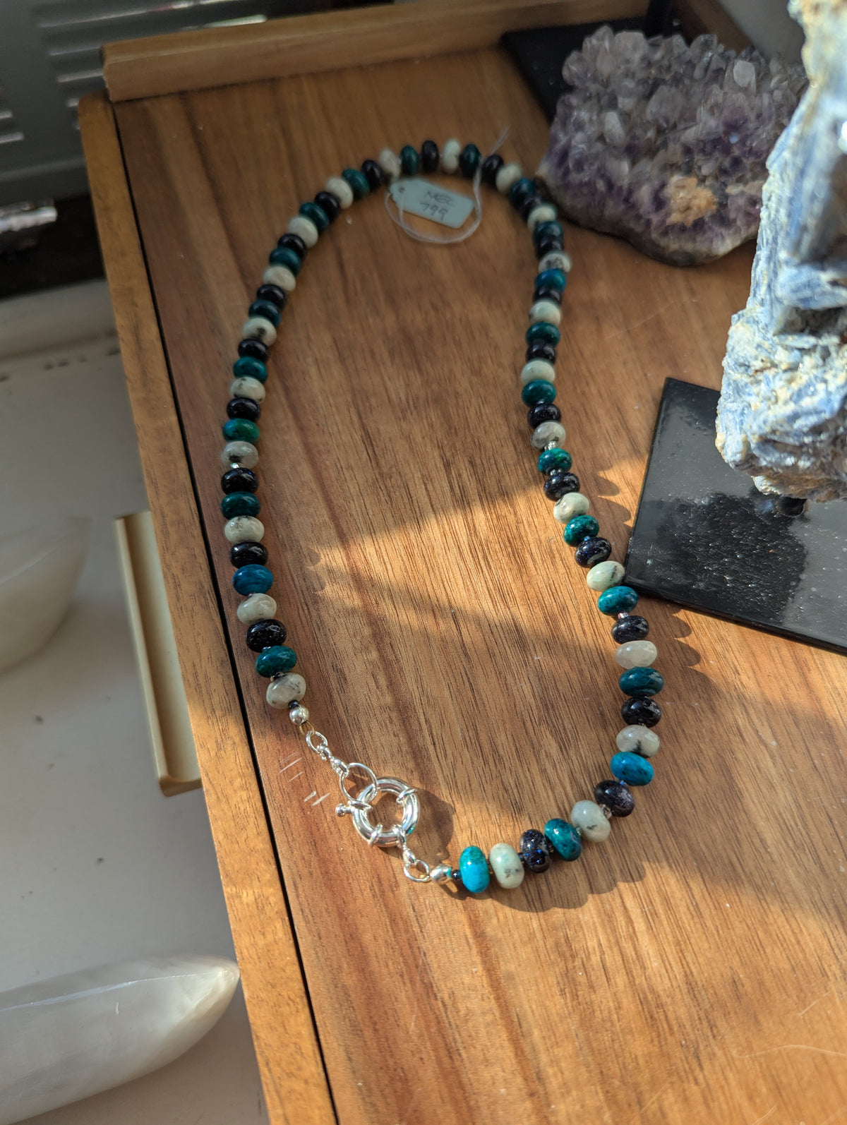 Sesame Jasper, Azurite, Blue Goldstone Beaded Necklace