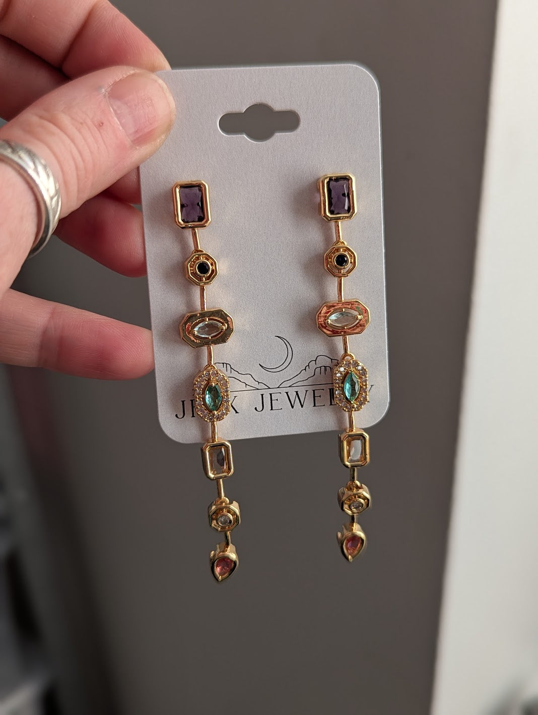 Bohemian Multi Gemstone Drop Statement Earrings
