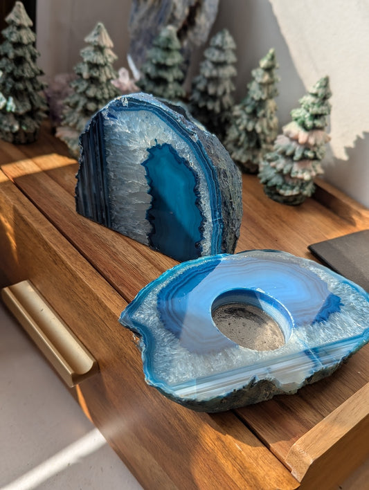 Blue Agate Tea Light Holder (Various Options Available)