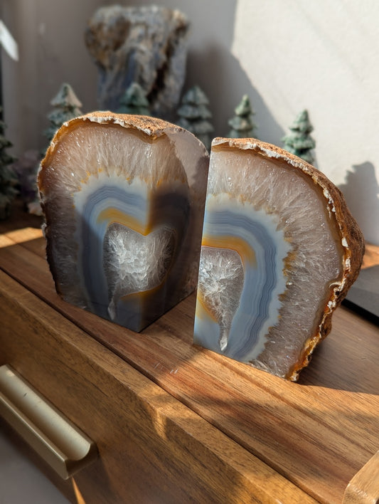 Agate Slice Bookends