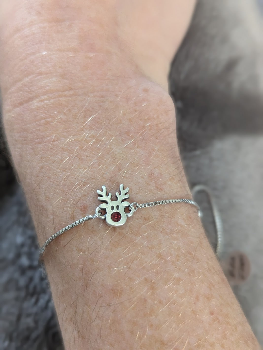 Red Nosed Reindeer Slider Bracelet (Silver or Gold)