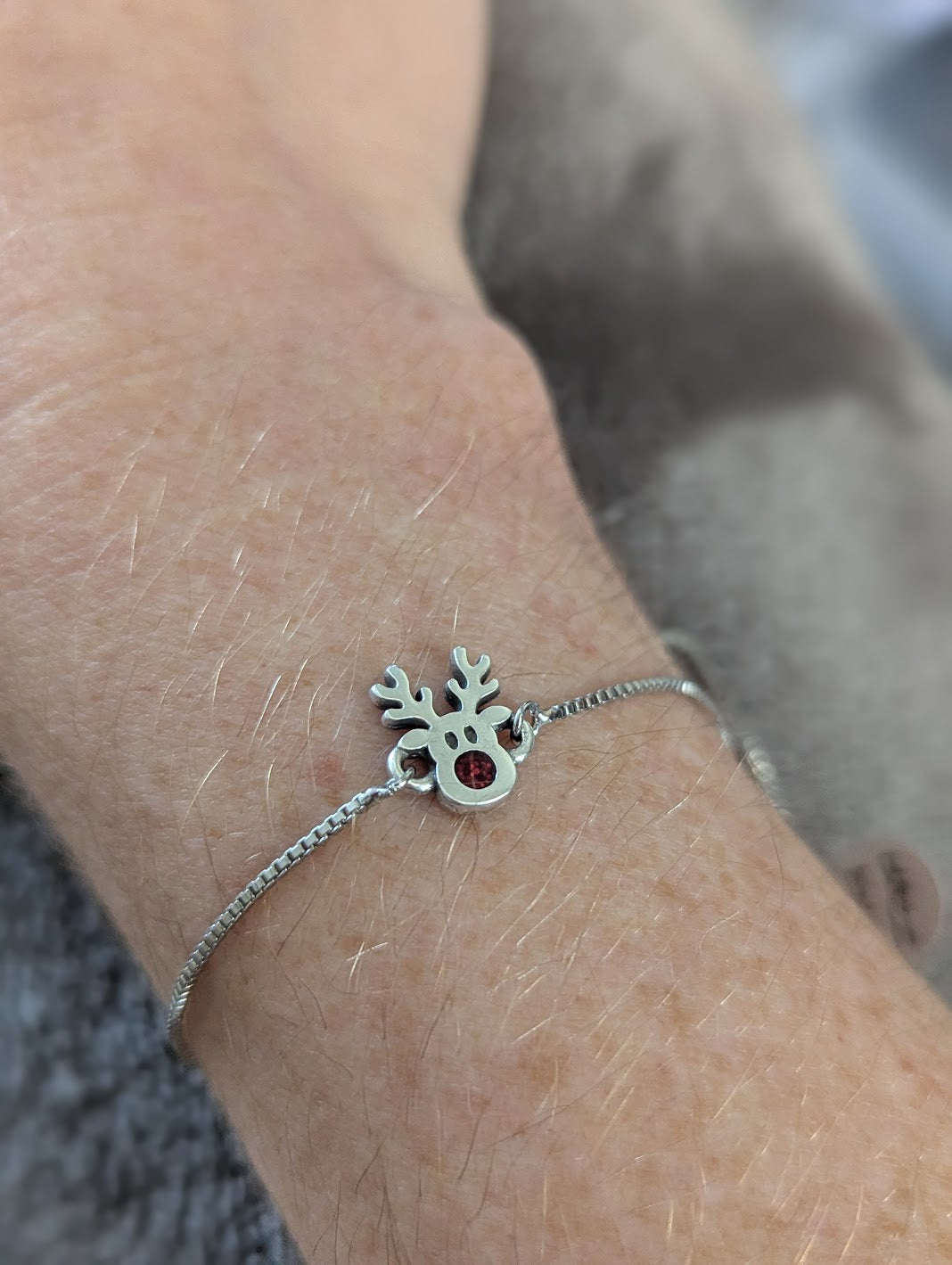 Red Nosed Reindeer Slider Bracelet (Silver or Gold)