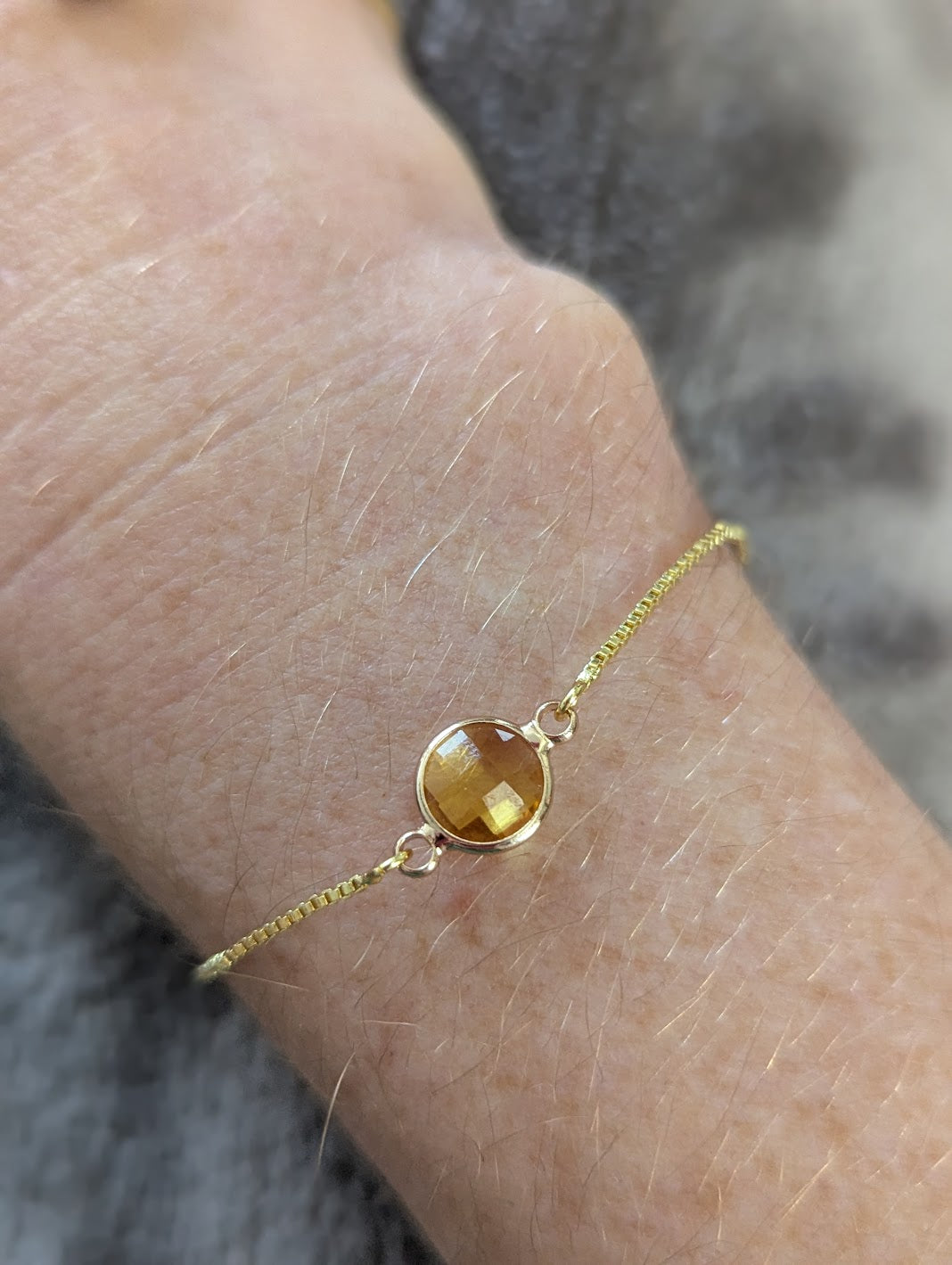 Faceted Round Crystal Gold Slider Bracelet (Various Options Available)
