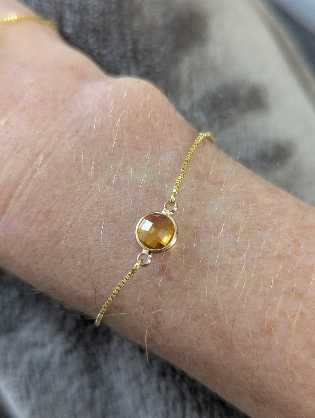 Faceted Round Crystal Gold Slider Bracelet (Various Options Available)