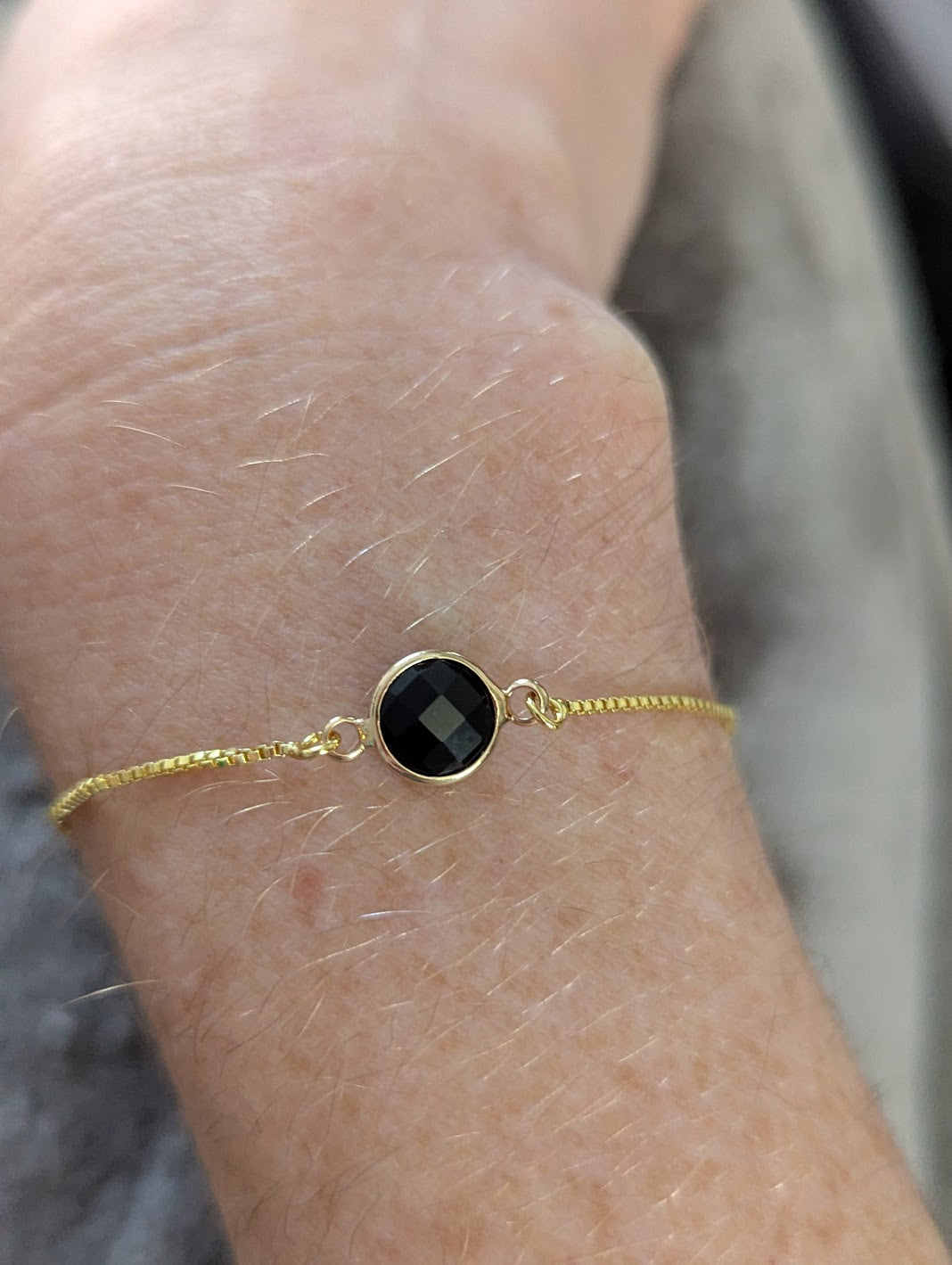Faceted Round Crystal Gold Slider Bracelet (Various Options Available)