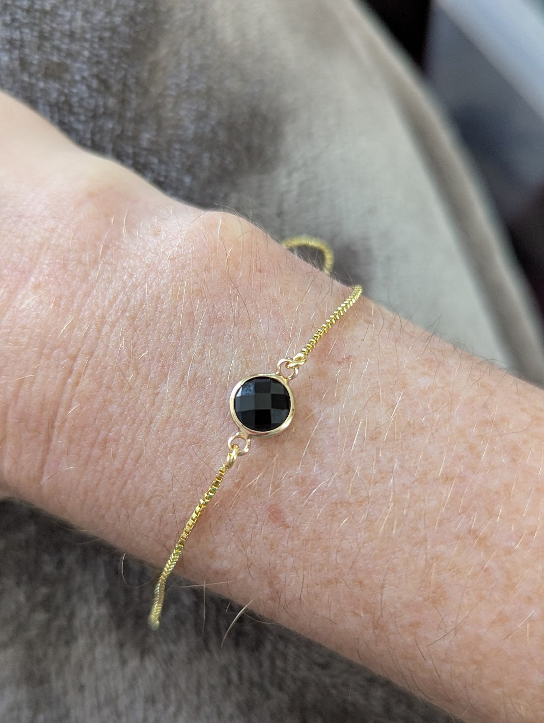 Faceted Round Crystal Gold Slider Bracelet (Various Options Available)