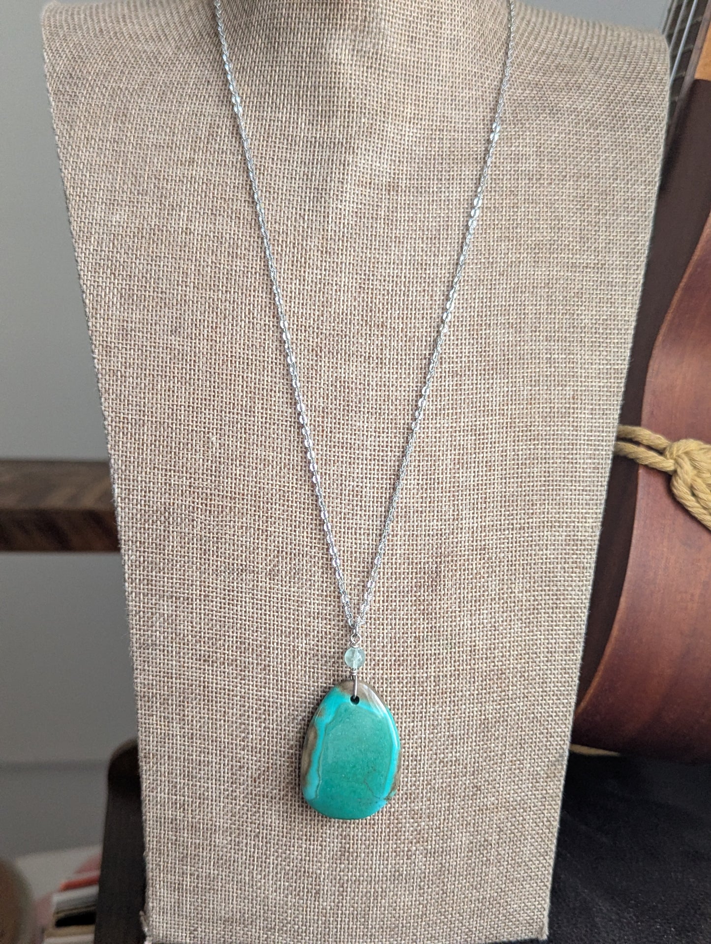 Chrysoprase Silver Long Necklace