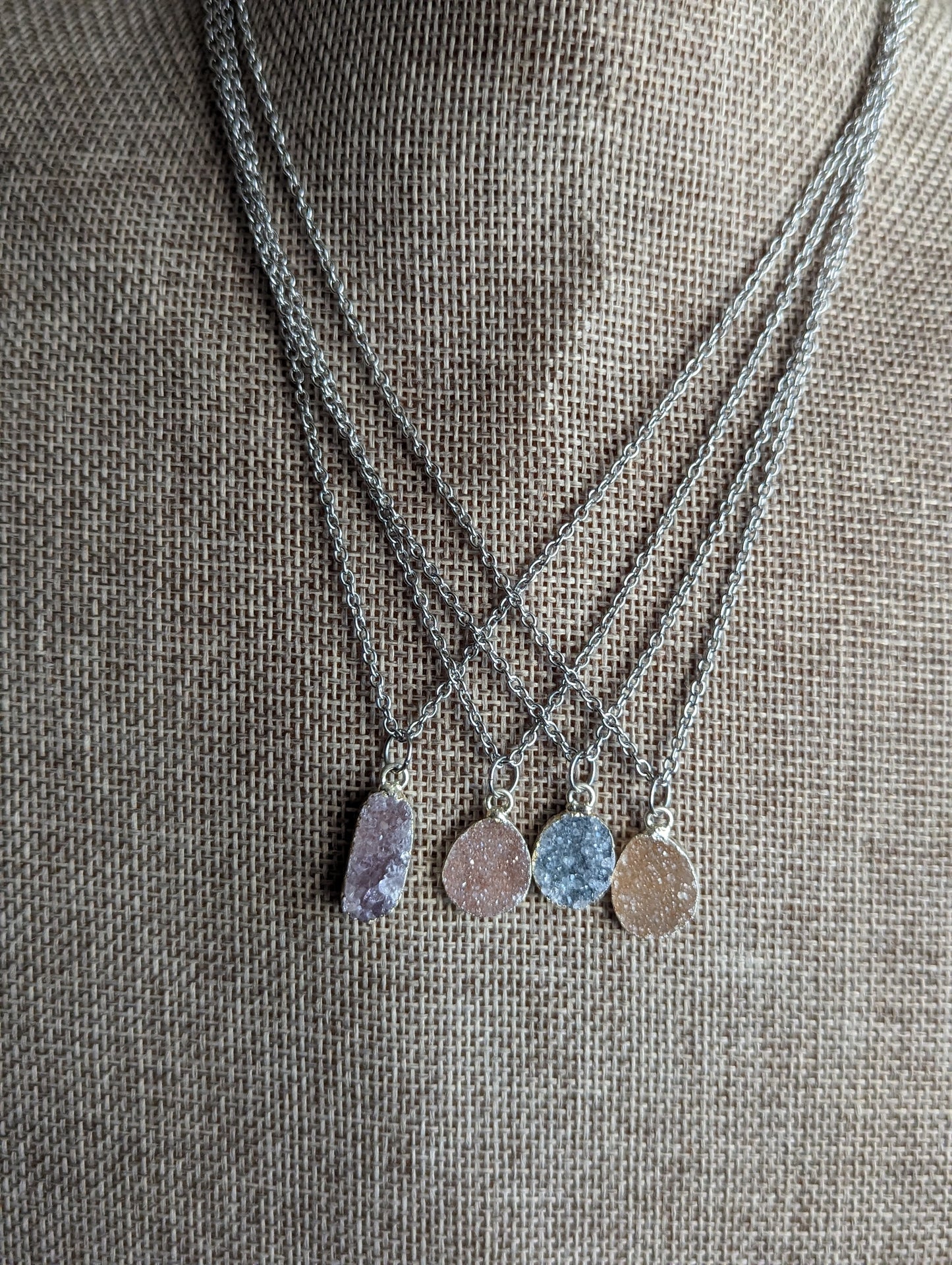 Druzy Pendants in Stainless Steel (Various Styles Available)