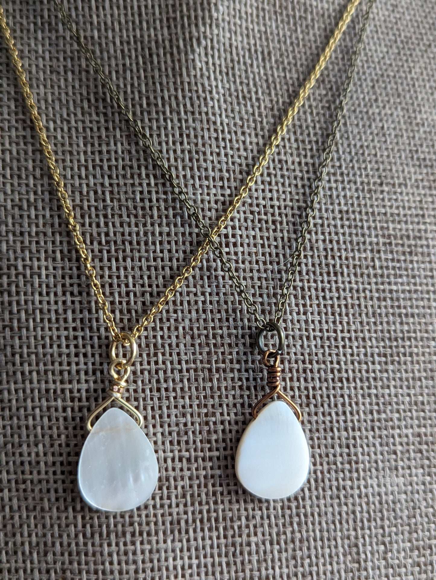 Mother of Pearl Tear Drop Necklace (various options)